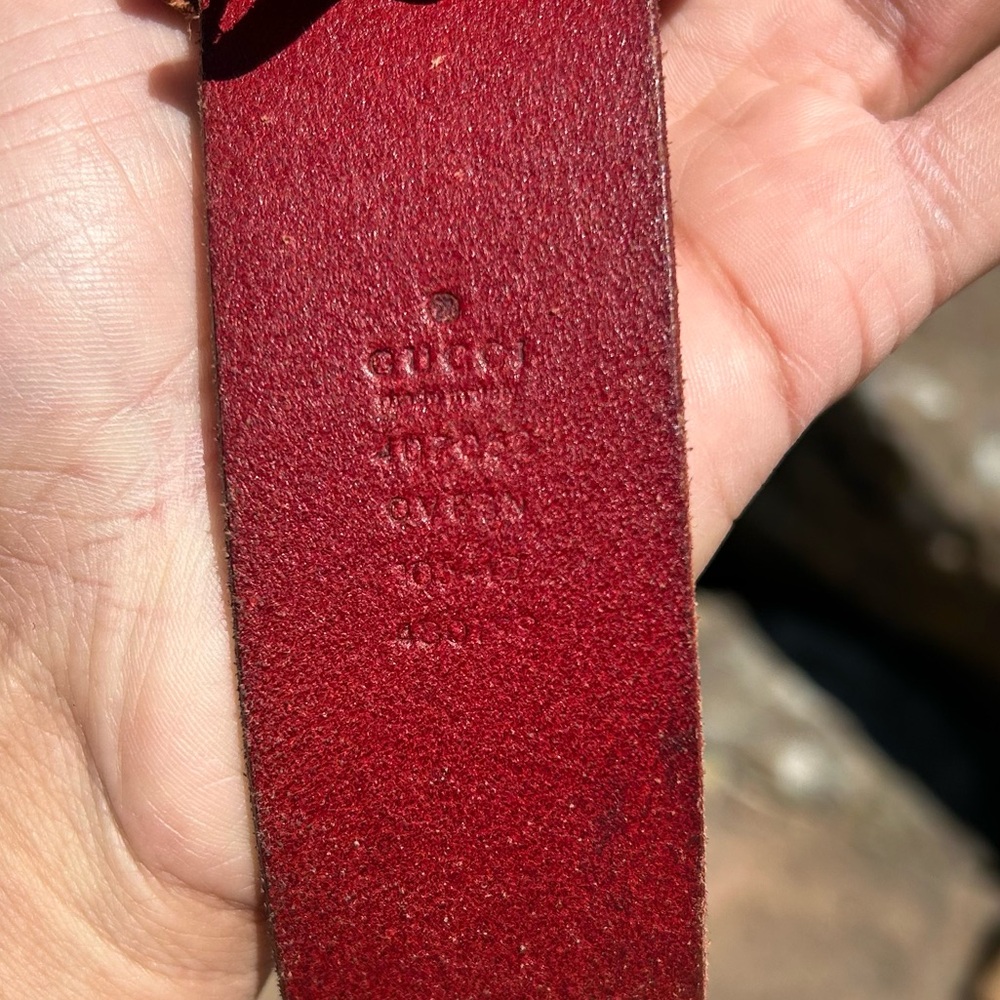 RARE GUCCI MARMONT GG LOGO RED LEATHER STUDDED BELT - Picture 11 of 11